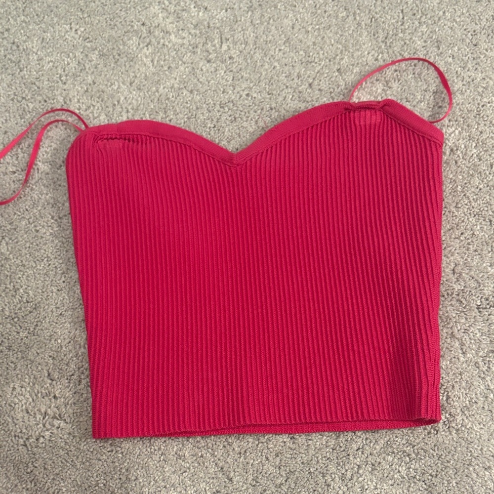 Aritzia Red Ribbed Crop Top